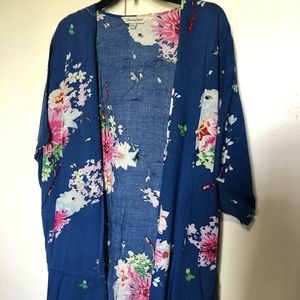 Blue and Pink Floral Kimono